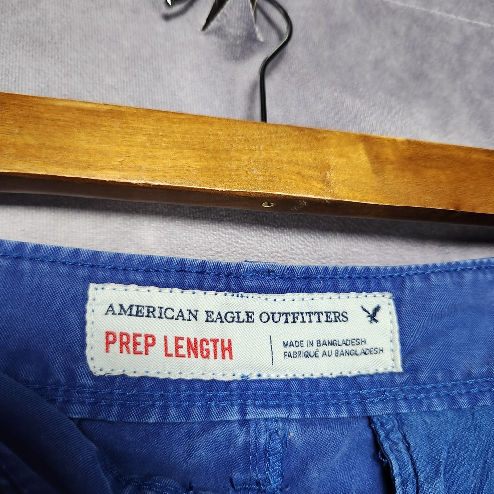 American Eagle Outfitters Mens Blue Prep Length Cotton Twill Shorts Size 34 - Picture 3 of 16